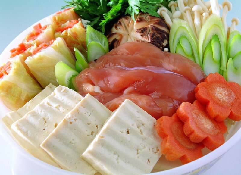 Raw Chicken and Vegetables — White