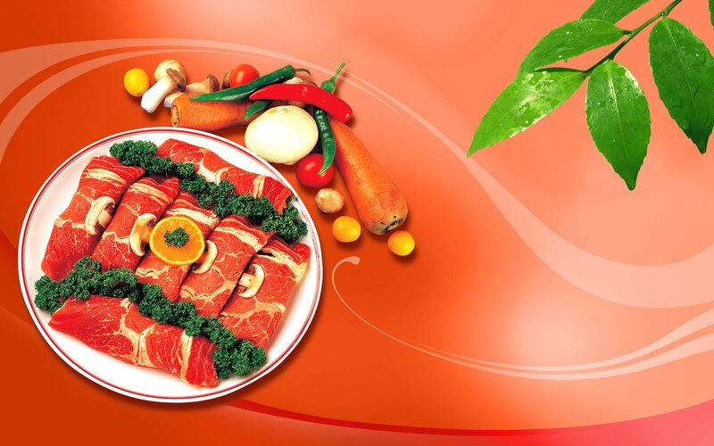Raw Meat on Plate — Orange