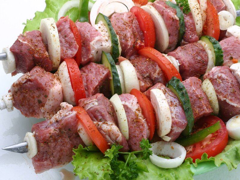 Raw Meat Skewers — Red, Fresh