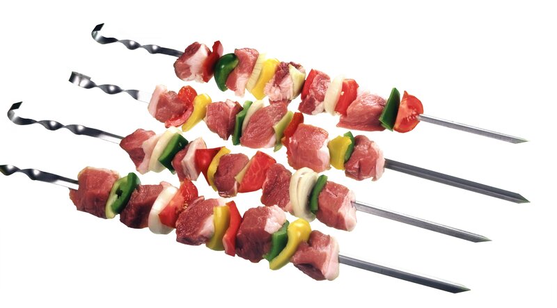 Raw Meat Skewers — Red, Neutral, Photograph