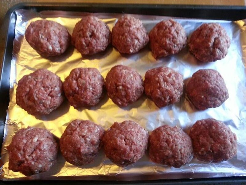 Raw Meatballs on Tray