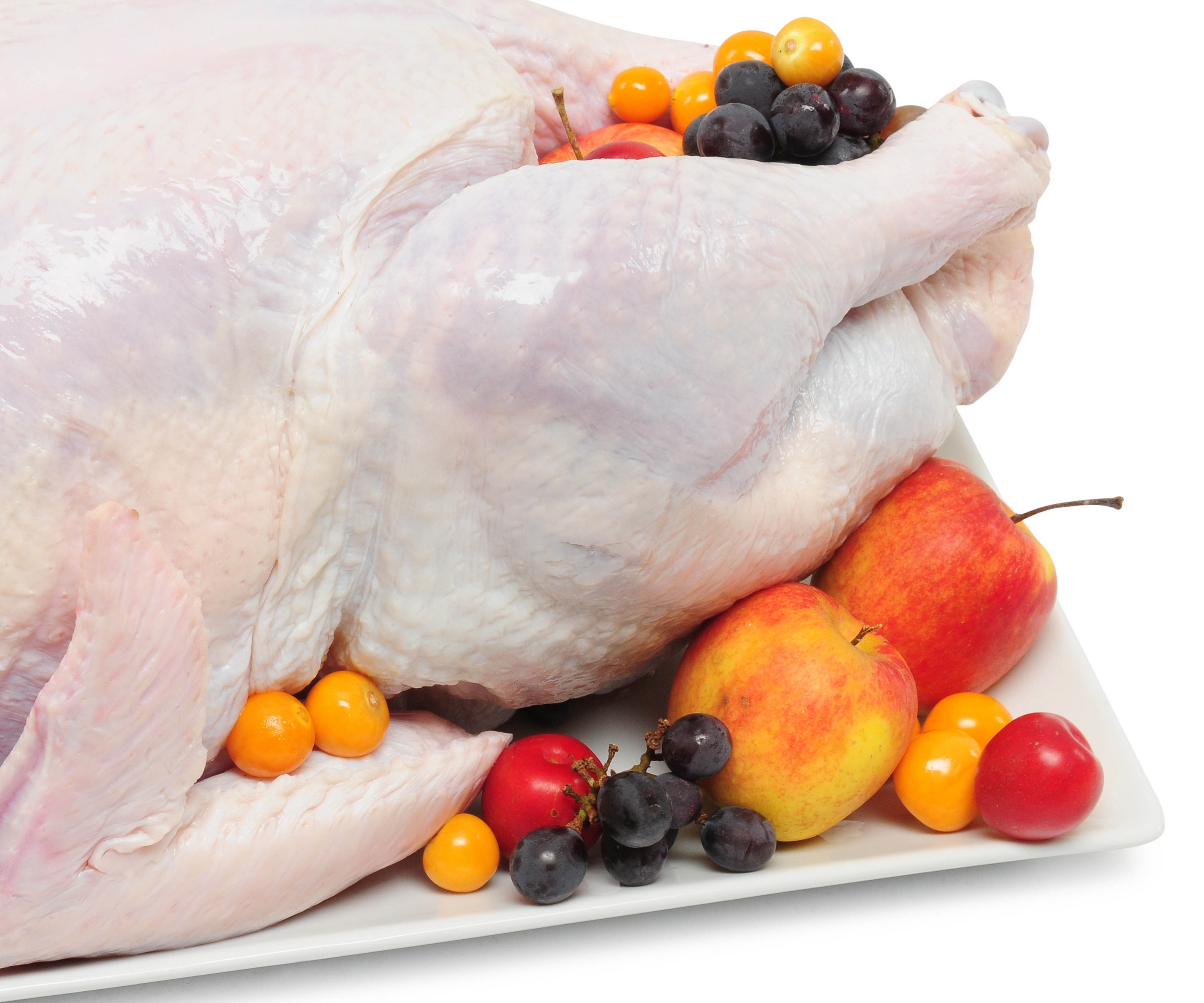 raw turkey with fruits