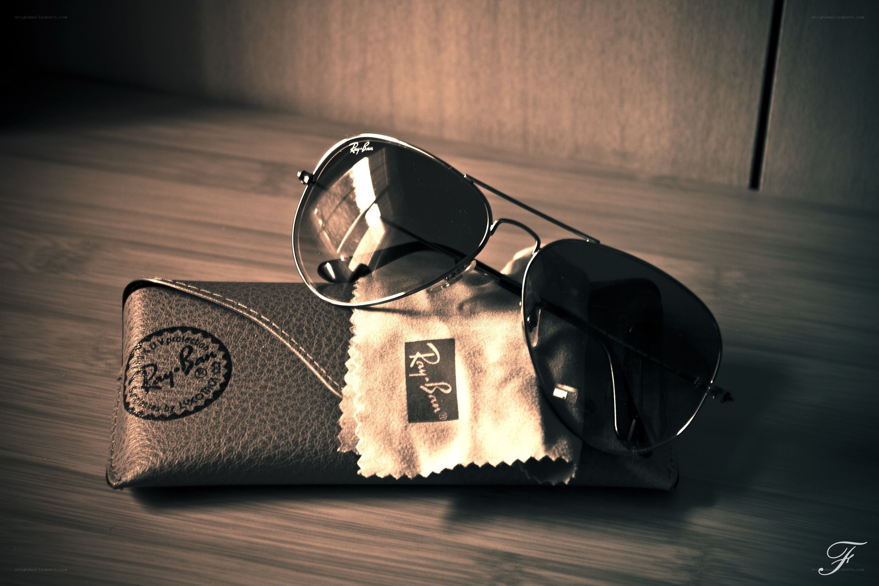 Ray-Ban sunglasses on case