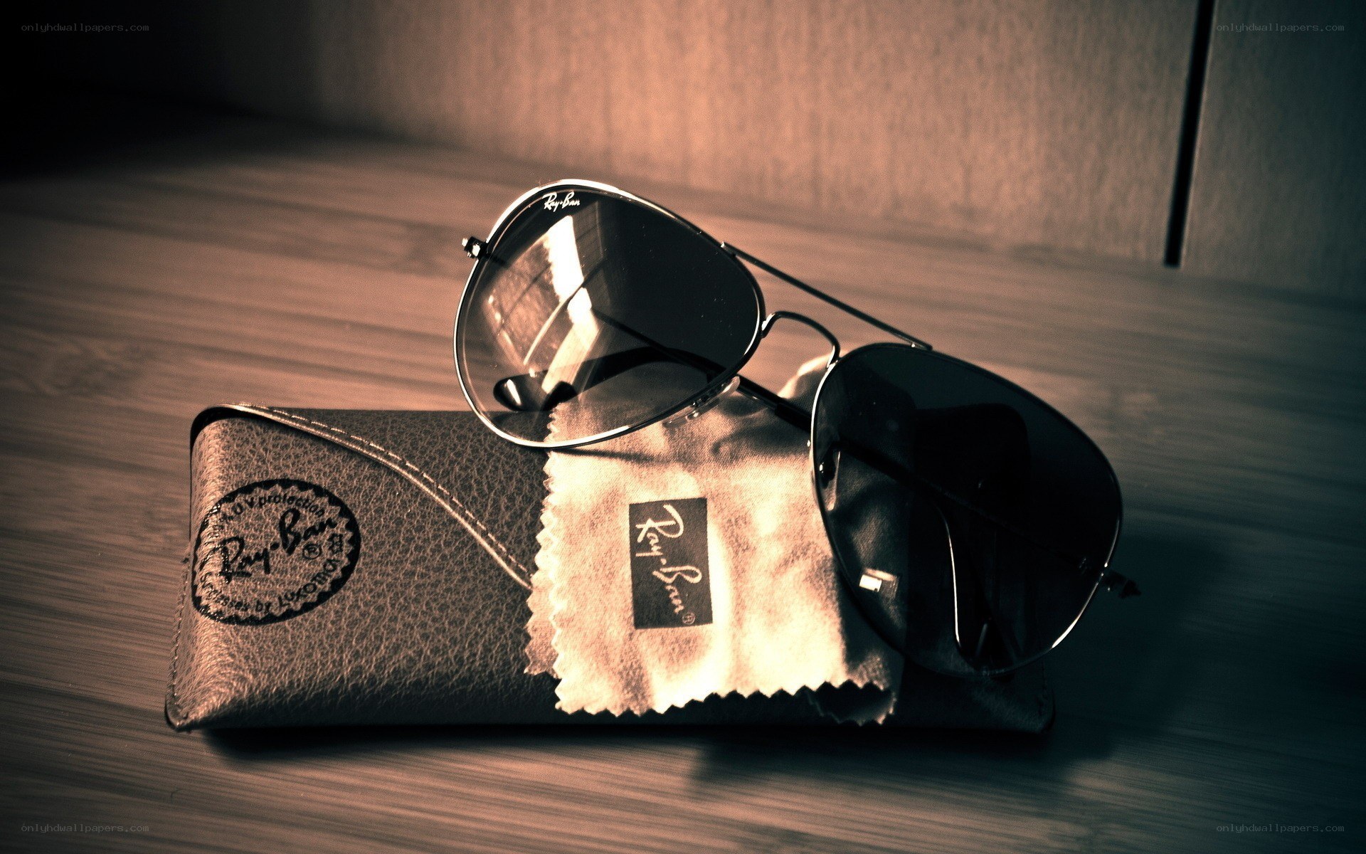 Ray-Ban sunglasses on case