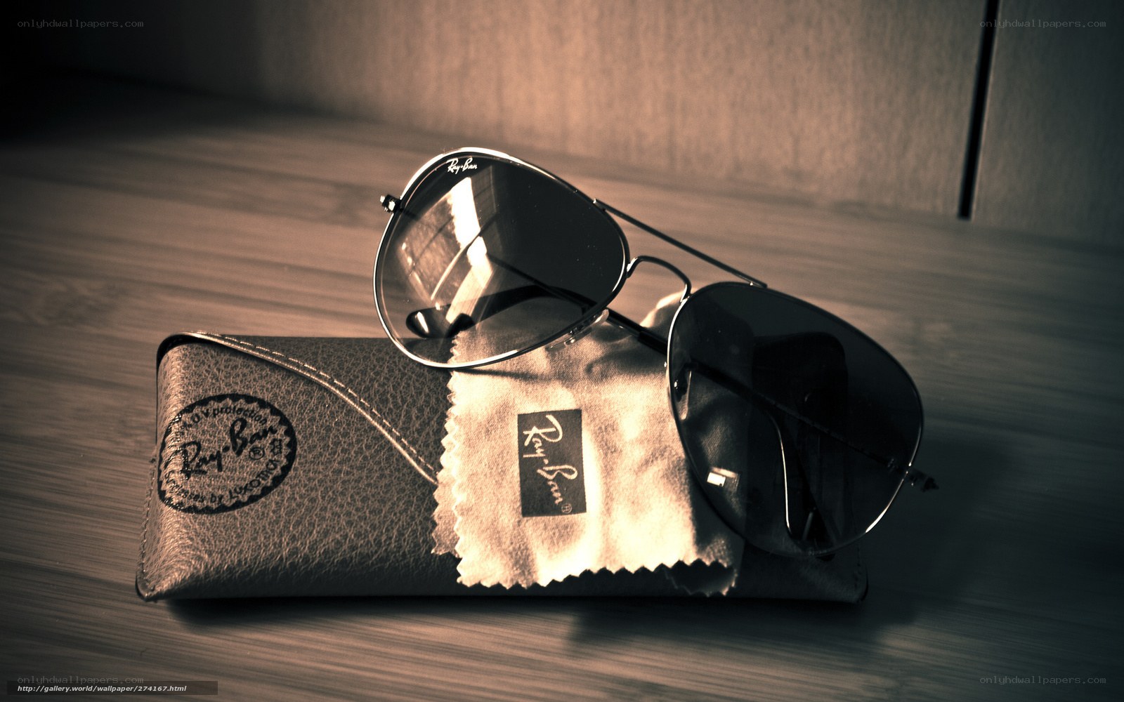 Ray-Ban sunglasses on case