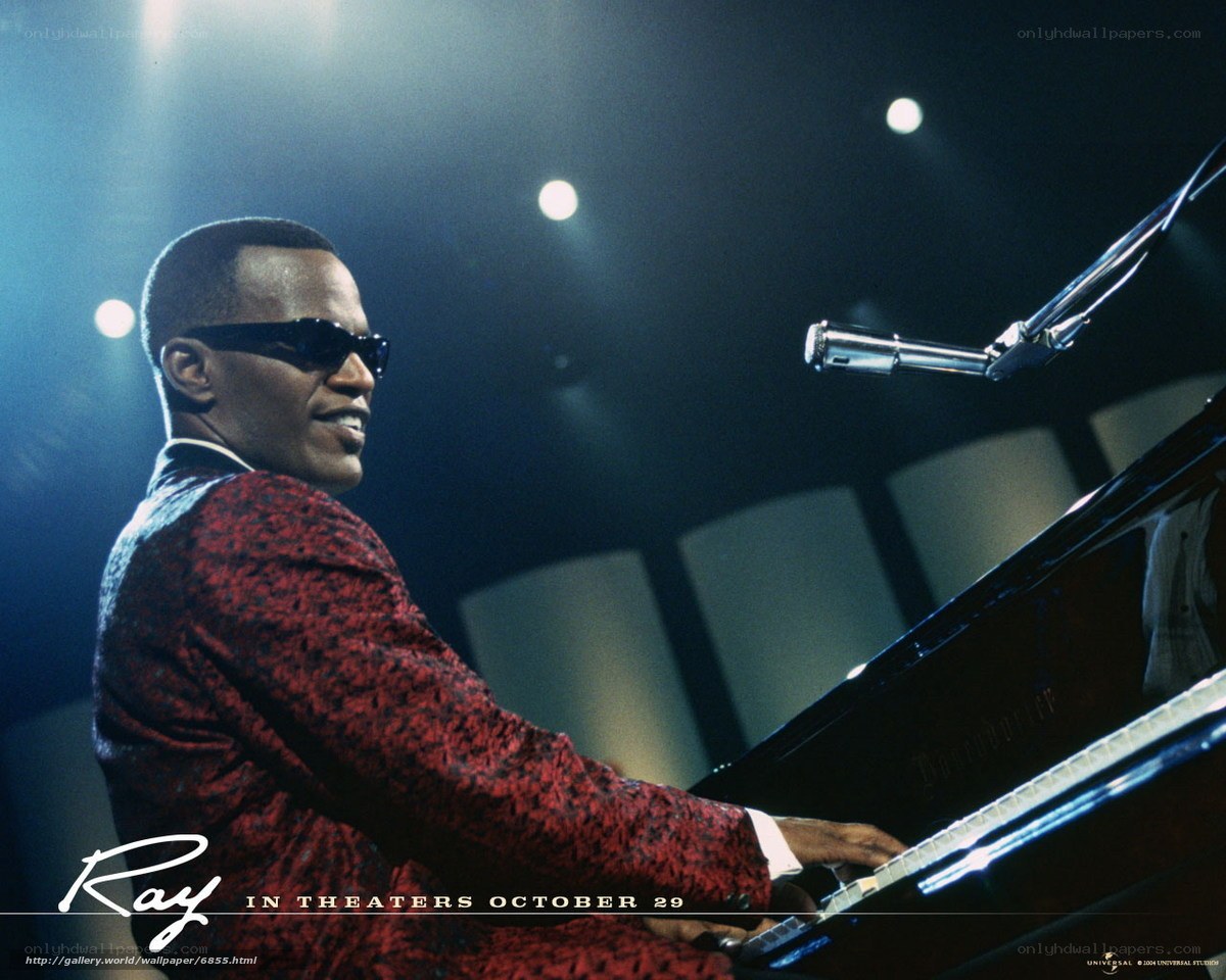 Ray Charles performing on piano