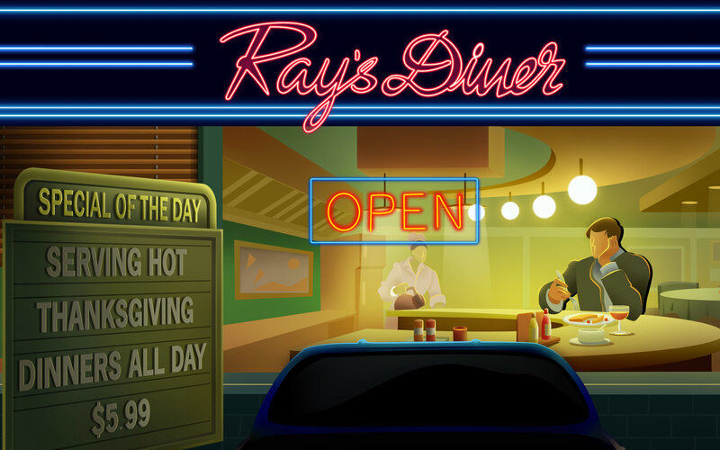 Ray's Diner at night