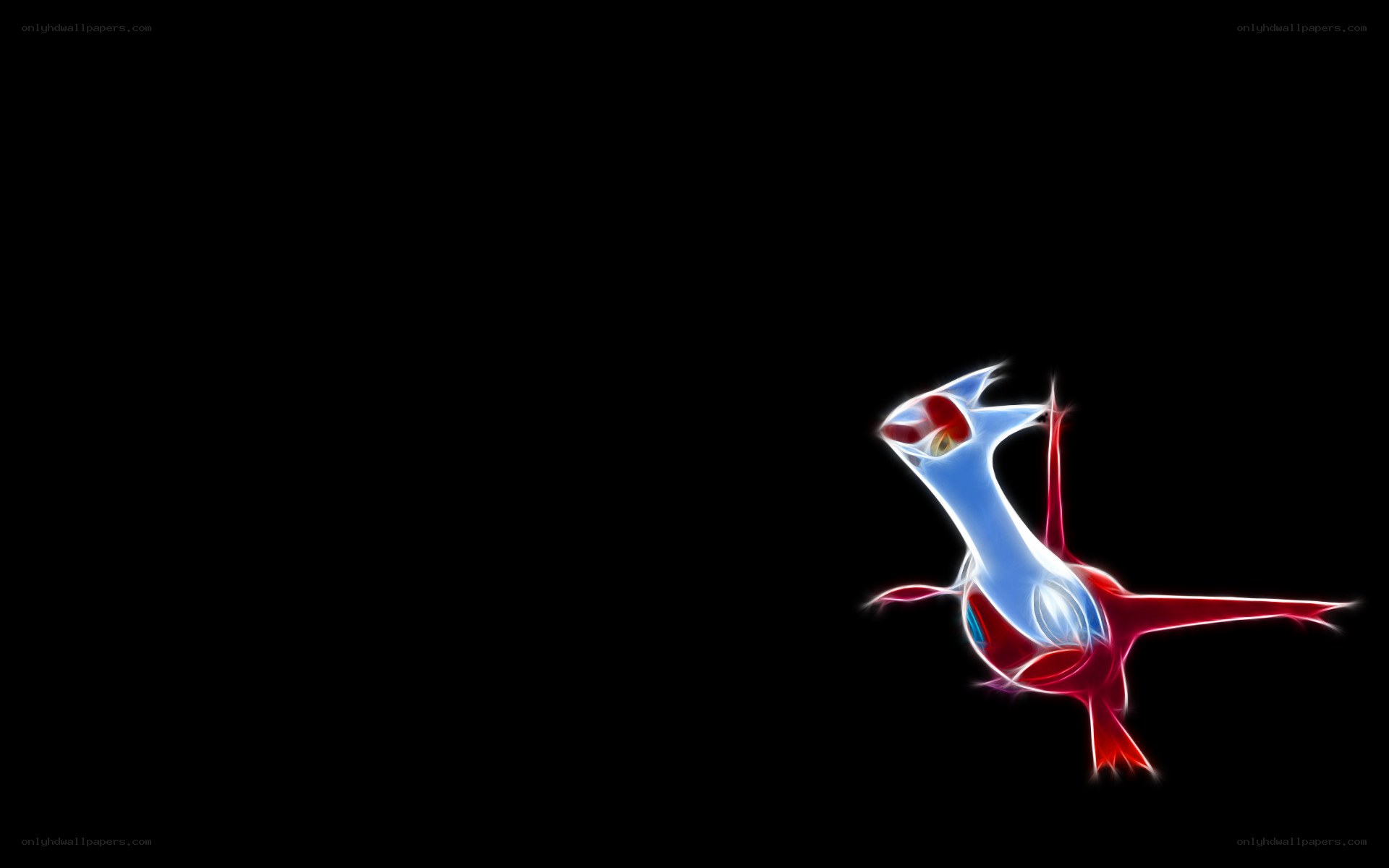 Rayquaza glowing on black