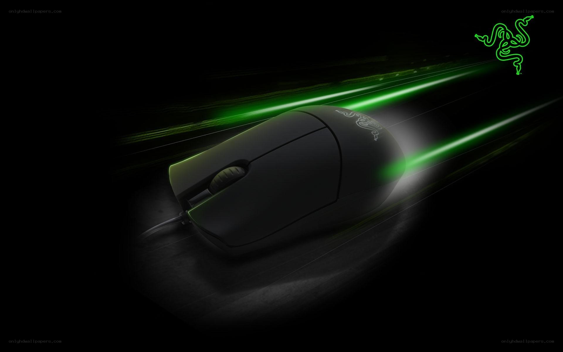 Razer gaming mouse with green lighting