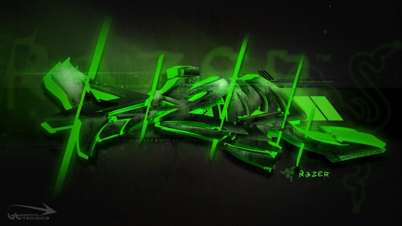 Razer green graffiti logo
