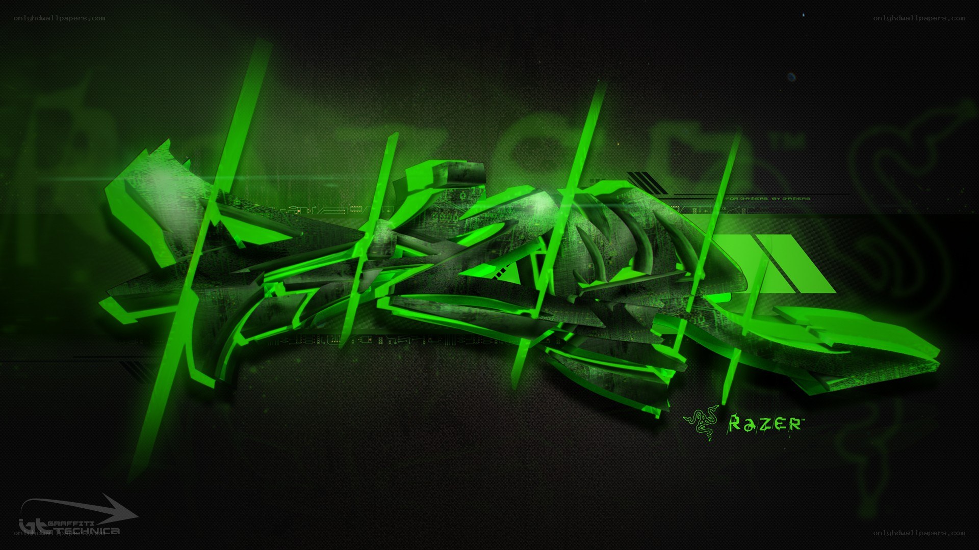Razer green graffiti logo