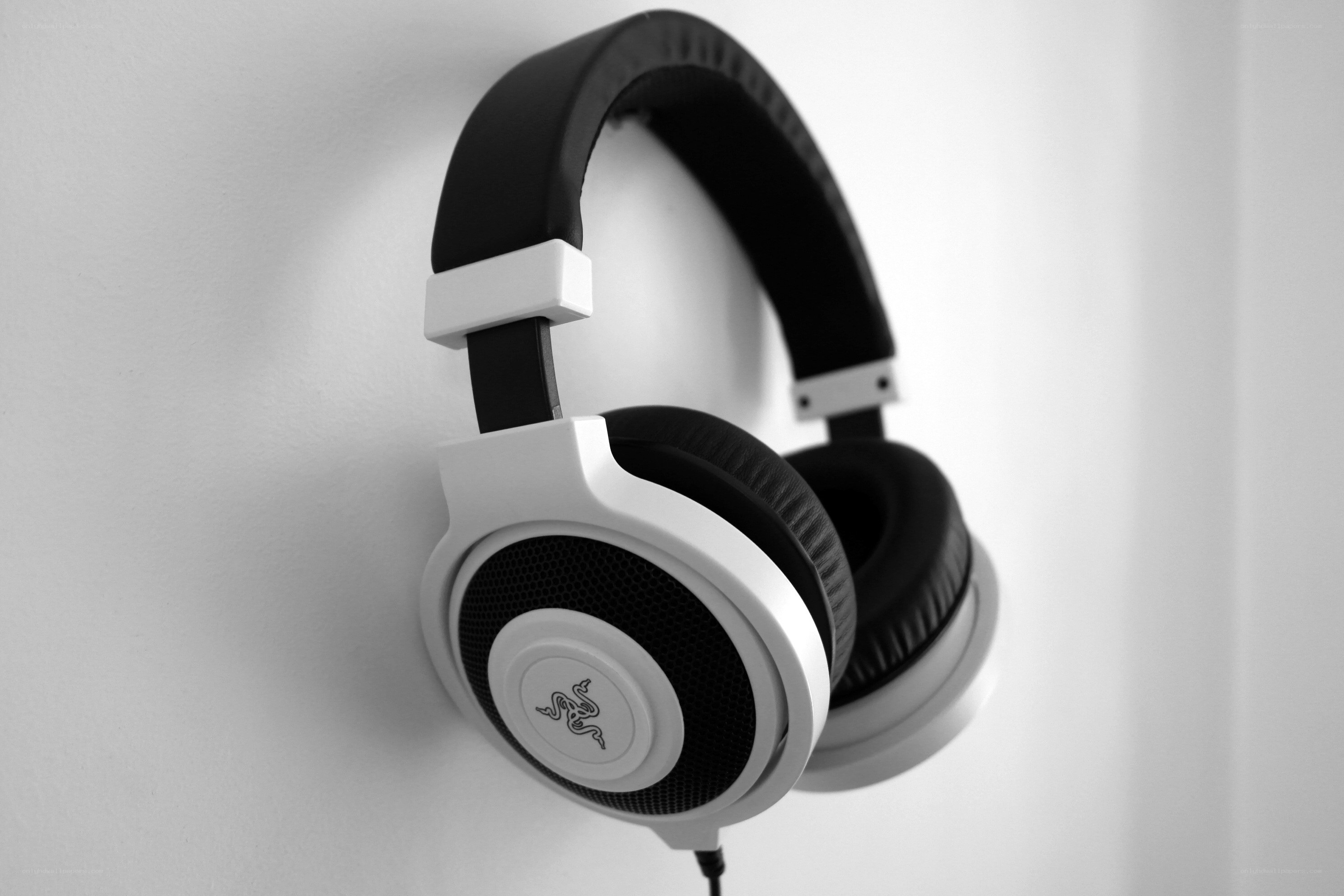Razer headphones on wall