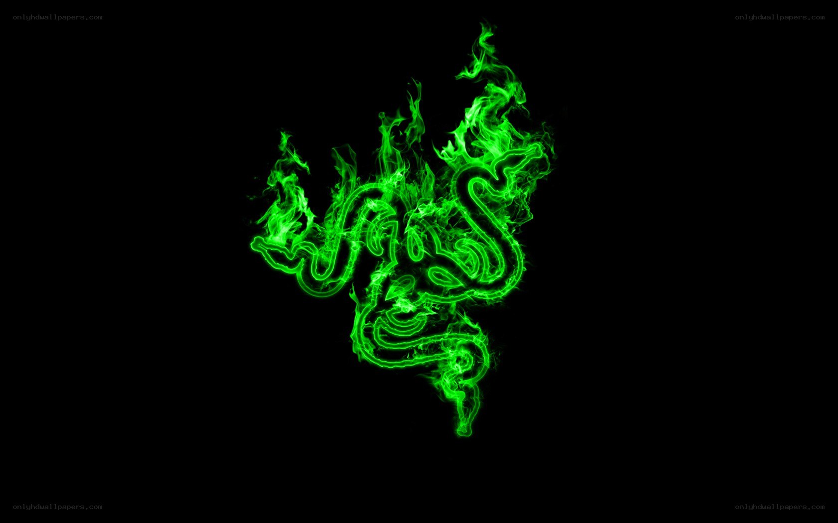 Razer logo in green flames