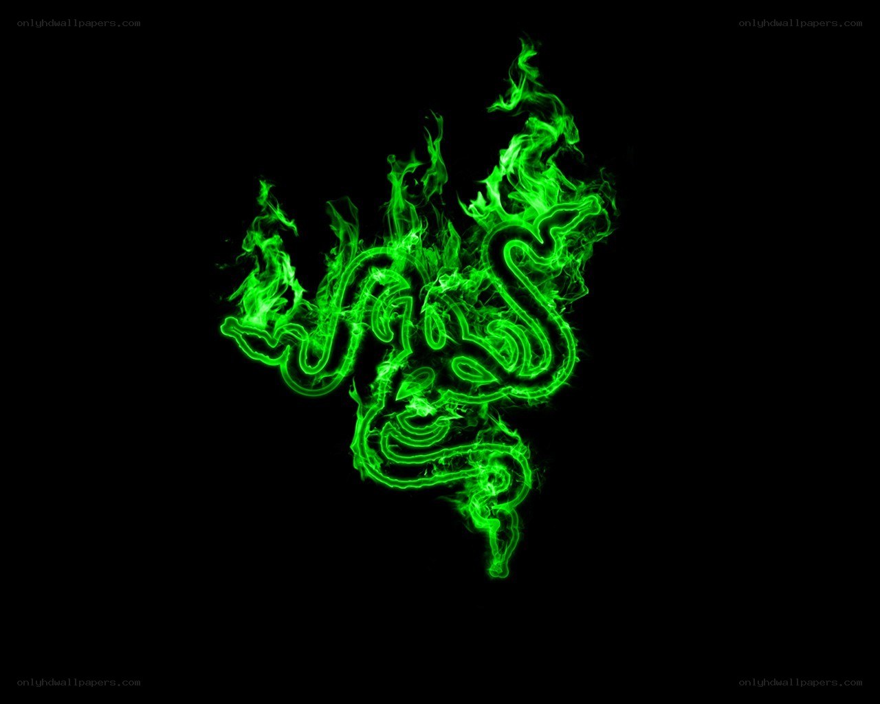 Razer logo in green flames