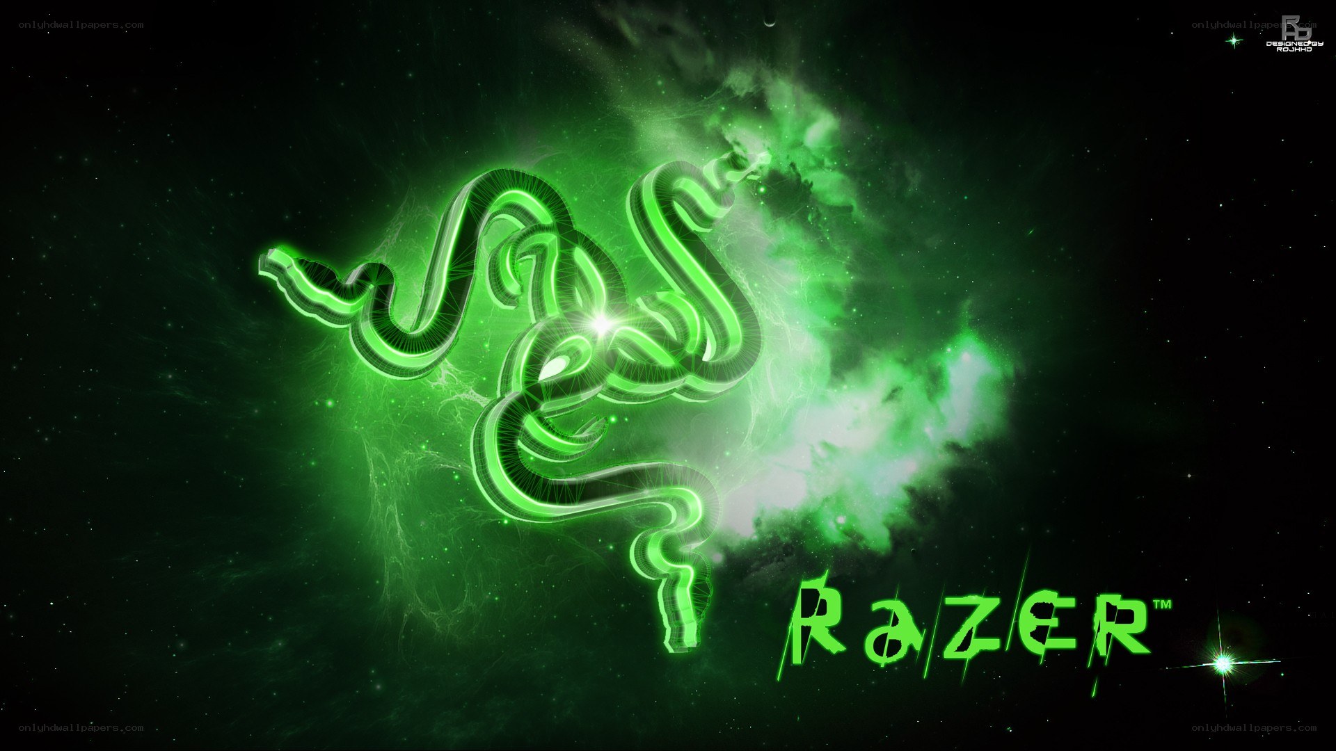 Razer logo in green nebula