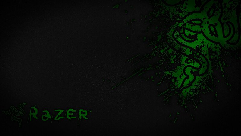 Razer Logo on Dark Background — Black, Digital Art, Green Splatter