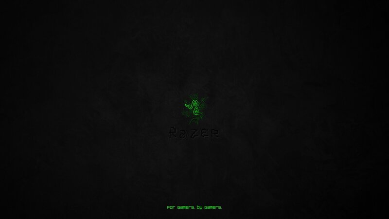 Razer Logo on Dark Background — Black, Digital Art, Text, Green
