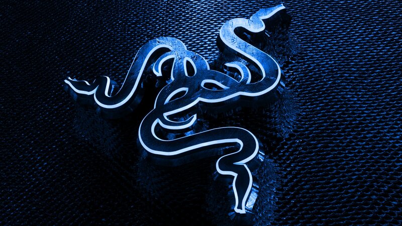 Razer Logo on Textured Surface — Blue