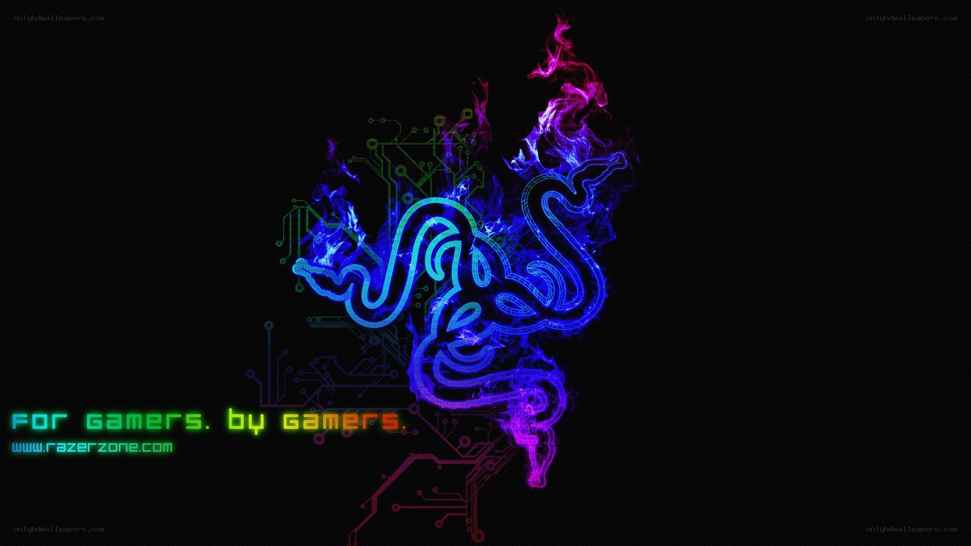 Razer logo with neon circuit design