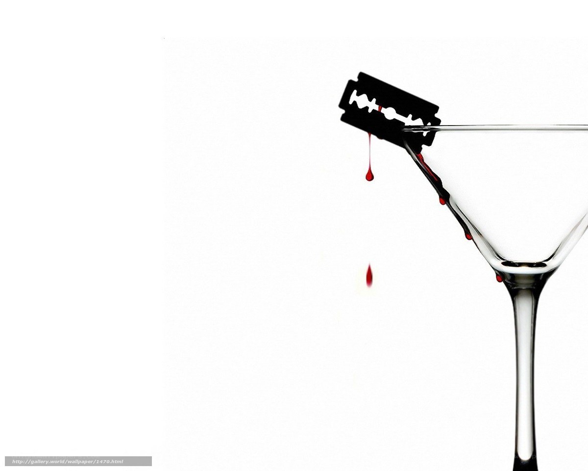 razor blade in martini glass