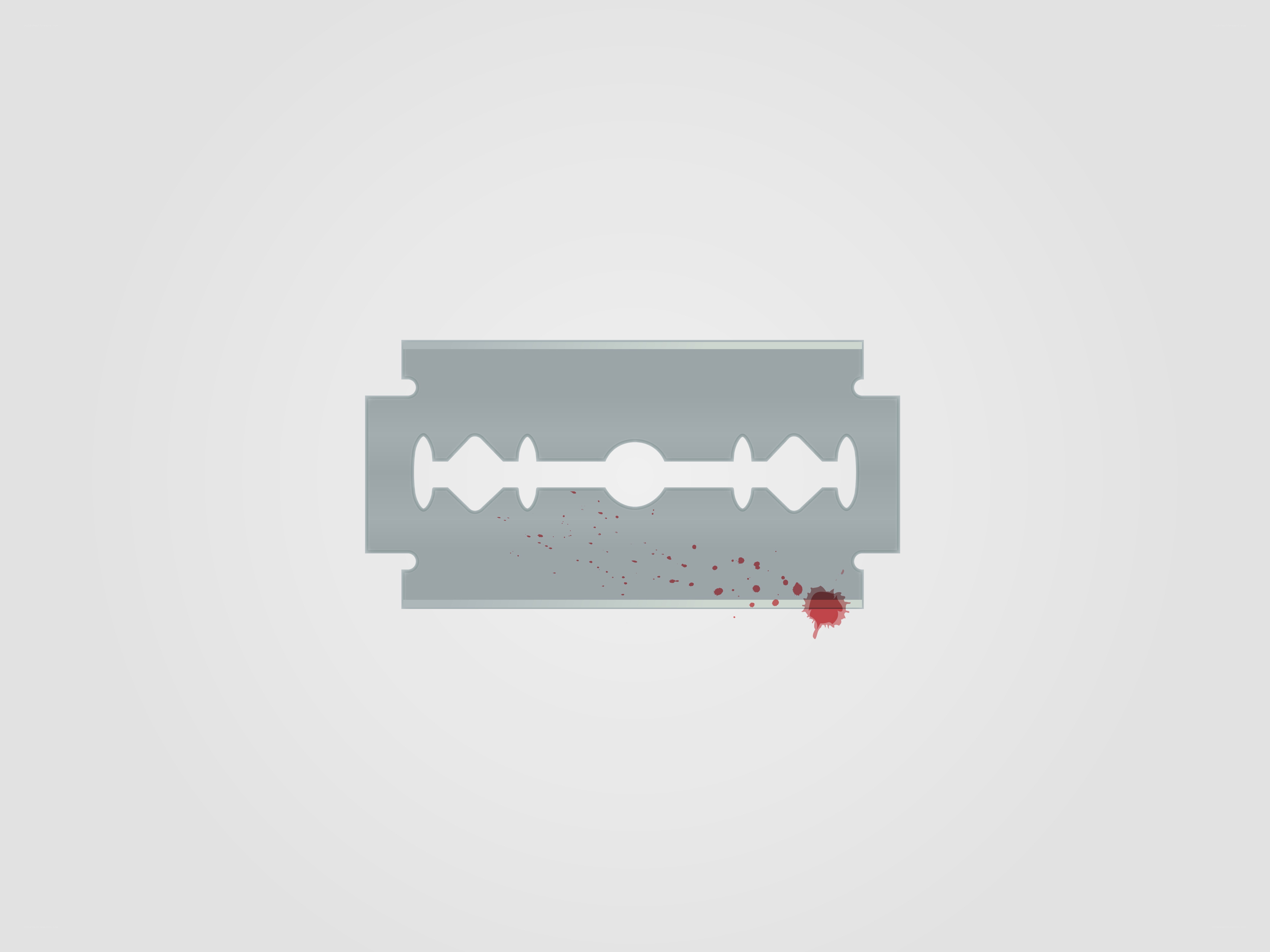 razor blade with blood splatter