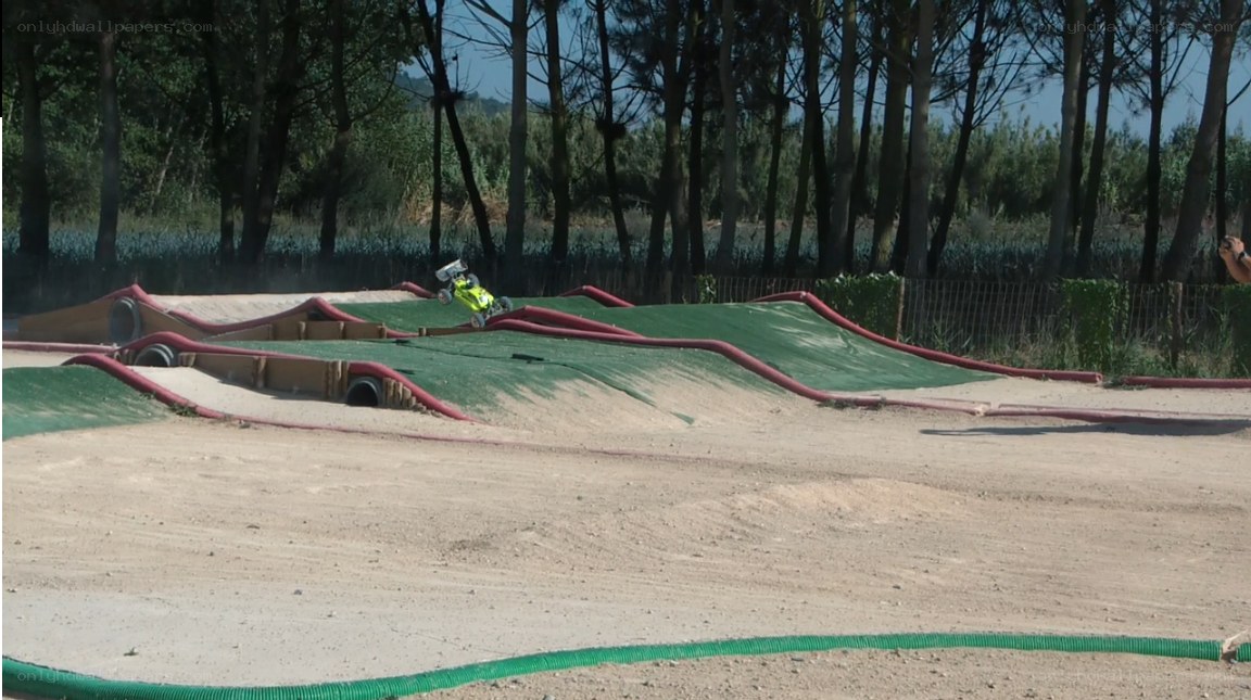 RC car on dirt track