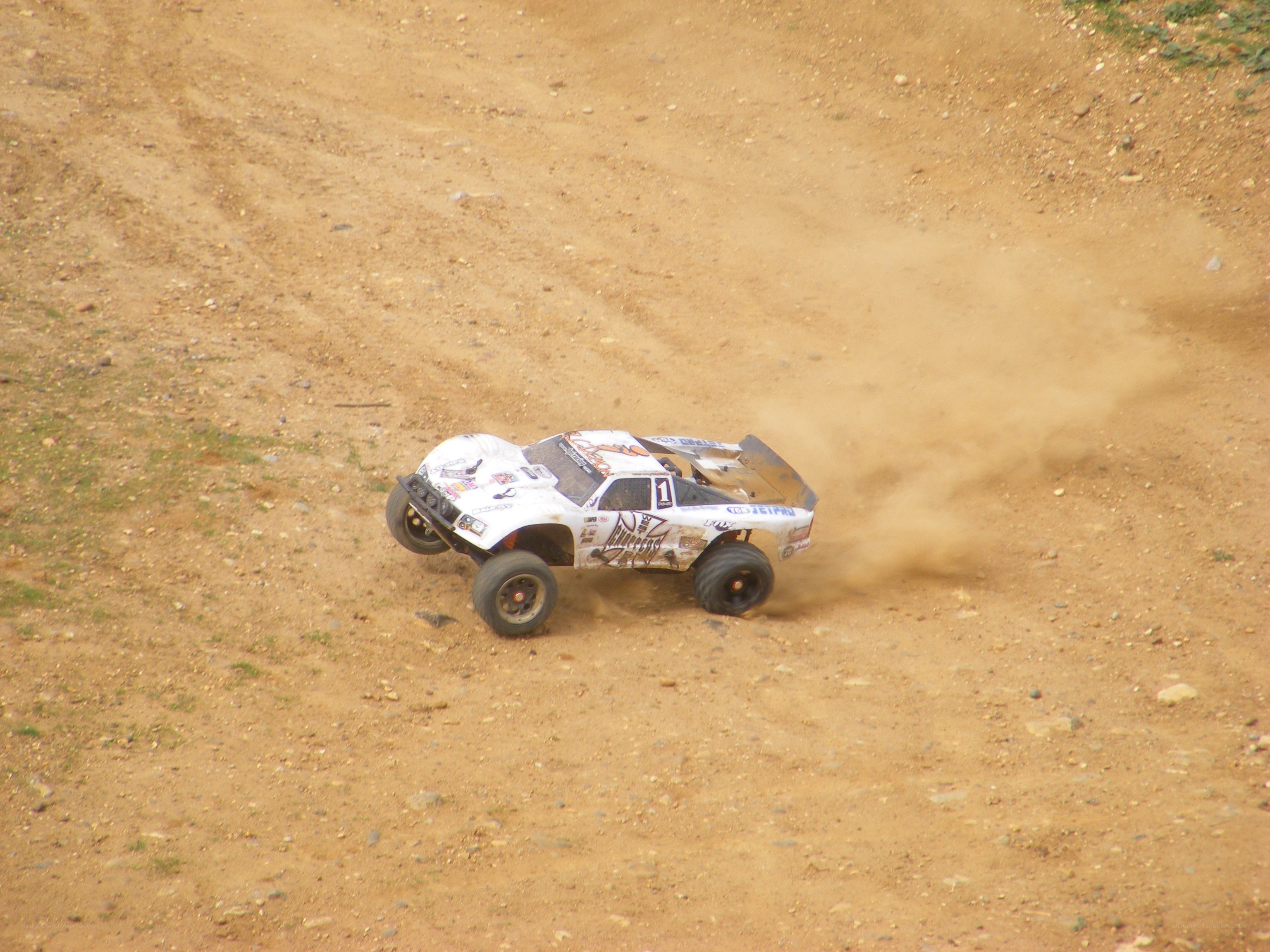RC car on dirt track