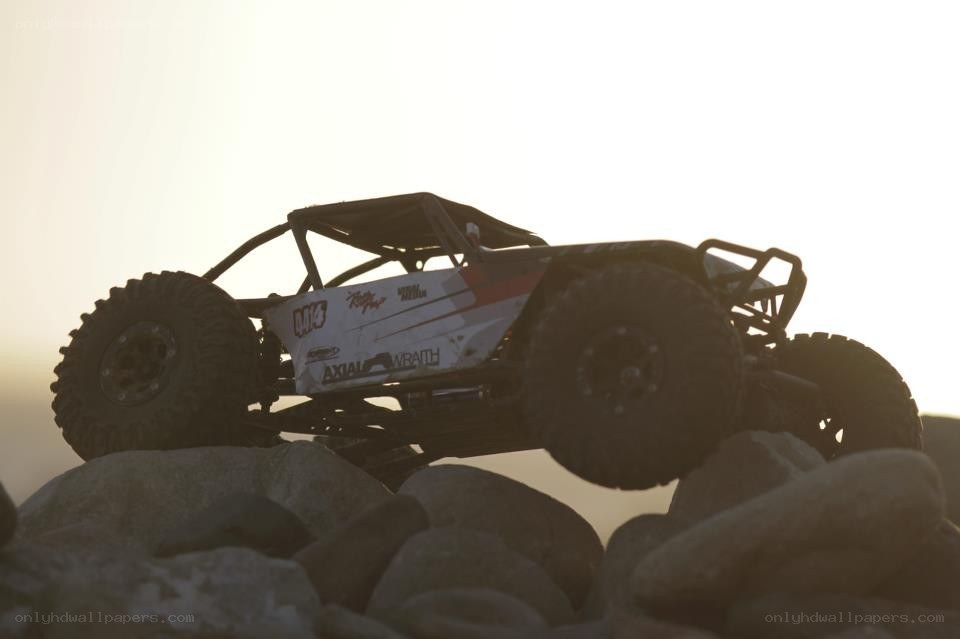 RC car on rocky terrain