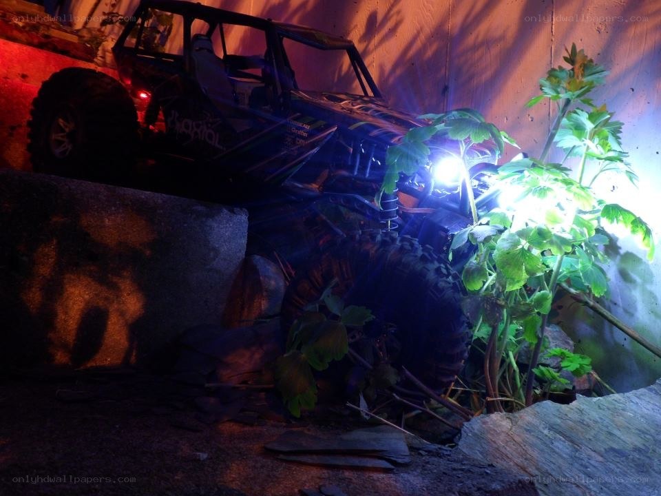 RC car on rocky terrain