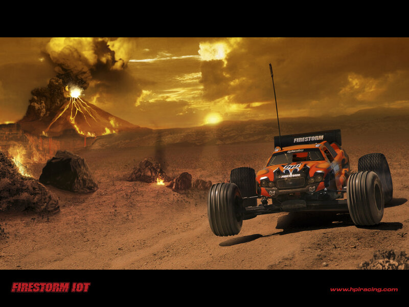 RC car on volcanic terrain
