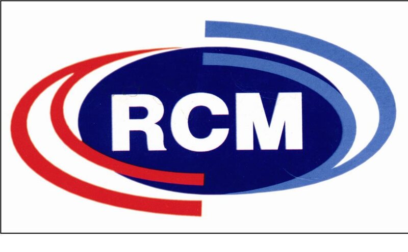 RCM logo with red and blue swirls