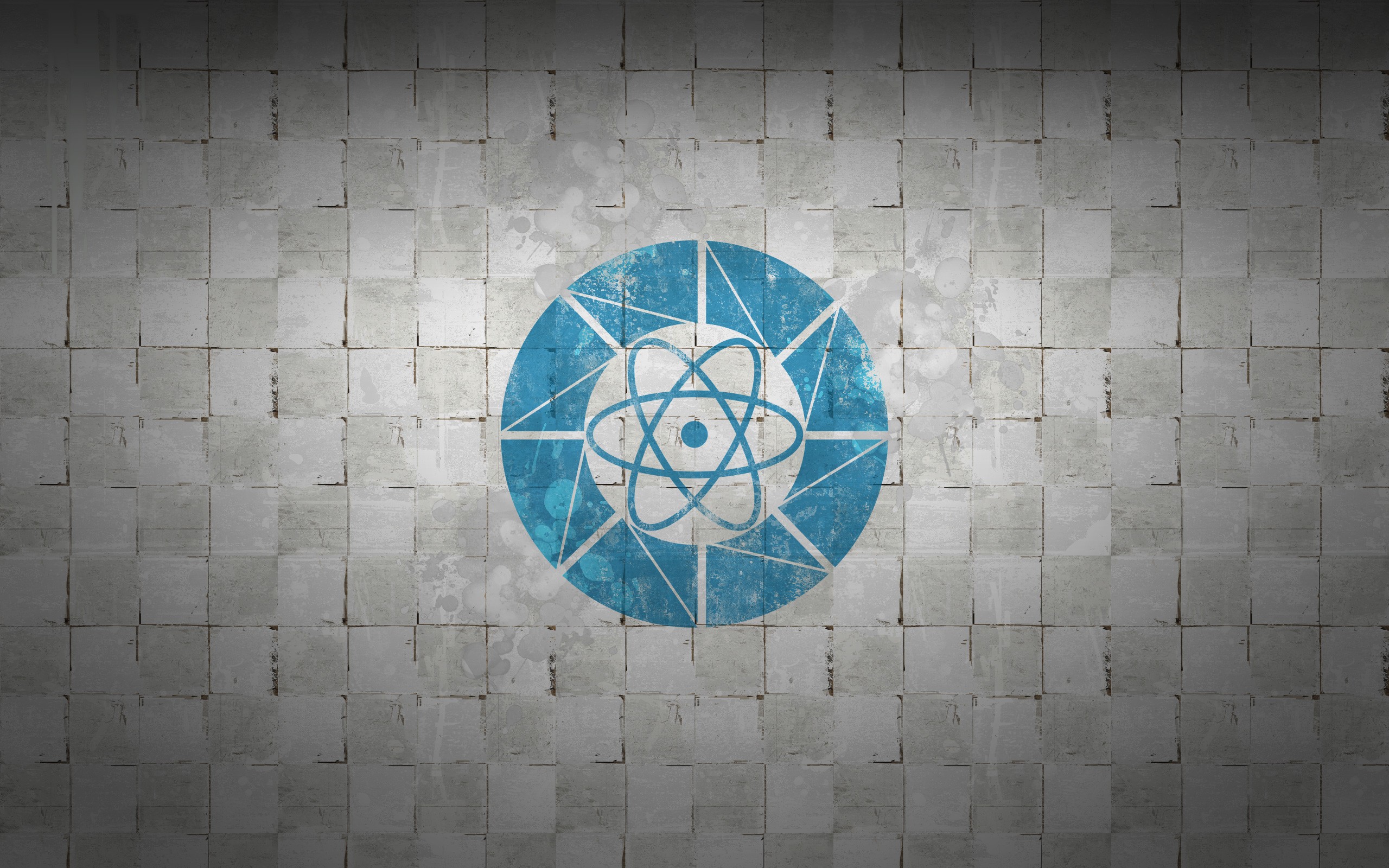 React logo on tiled wall
