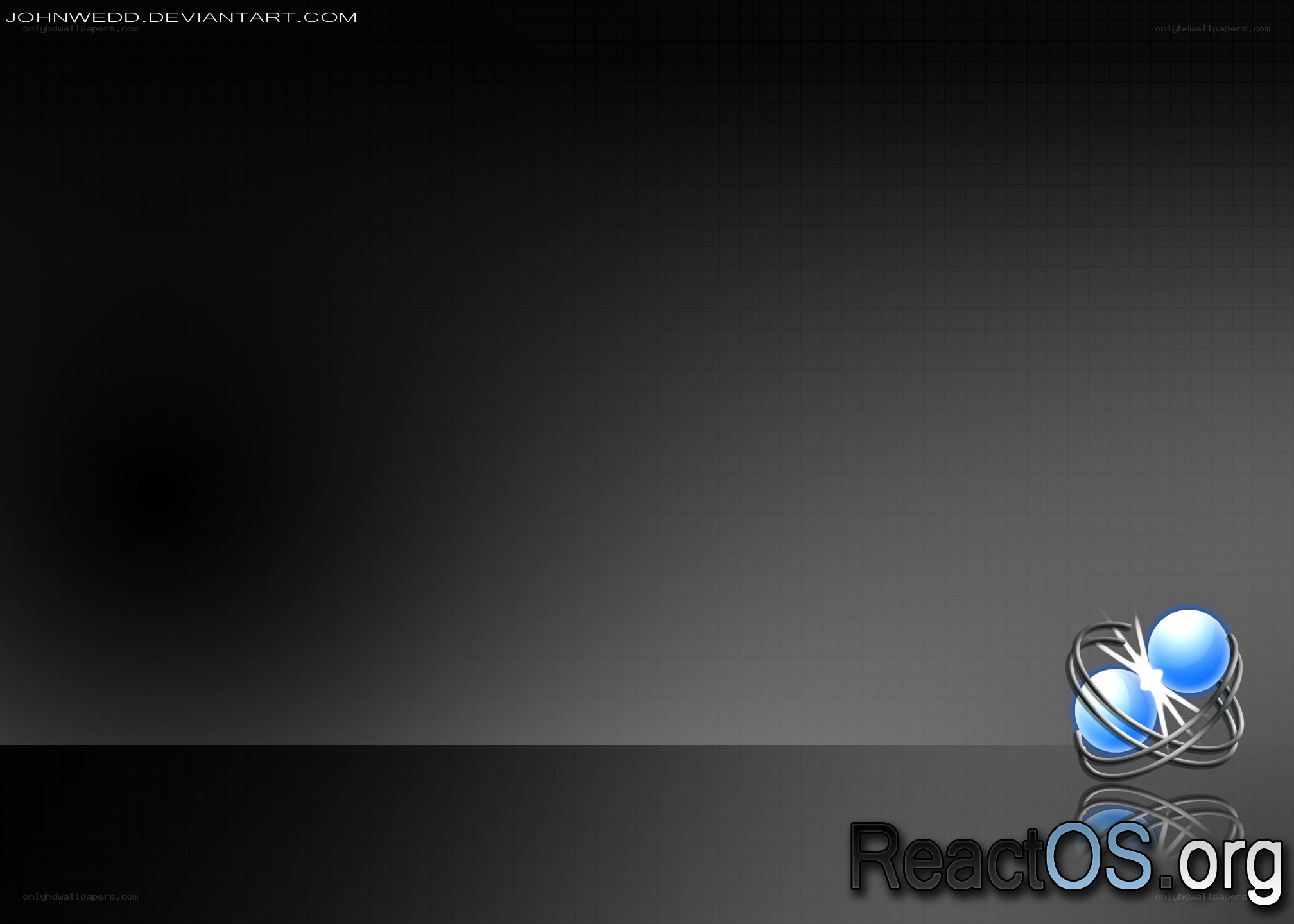 ReactOS logo on dark grid