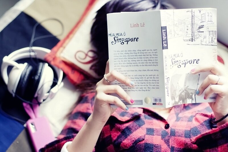 Reading a book in Singapore