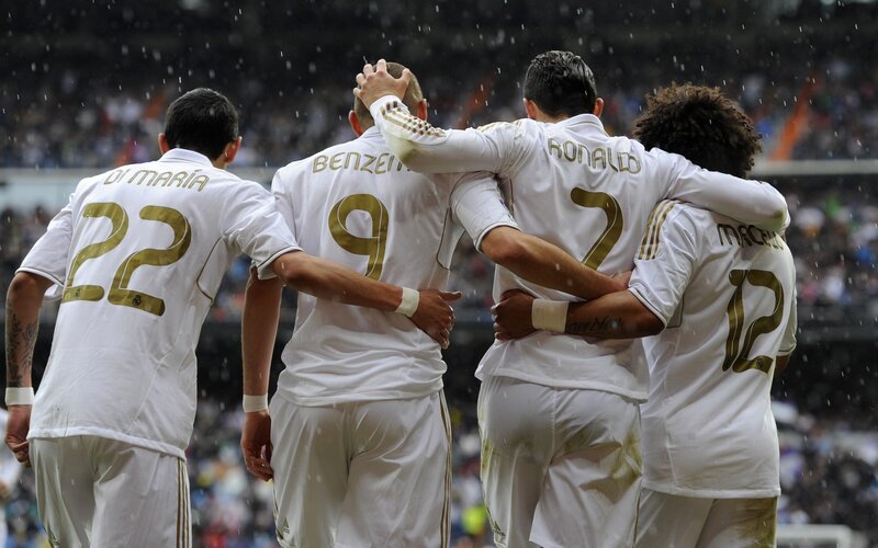 Real Madrid players celebrating