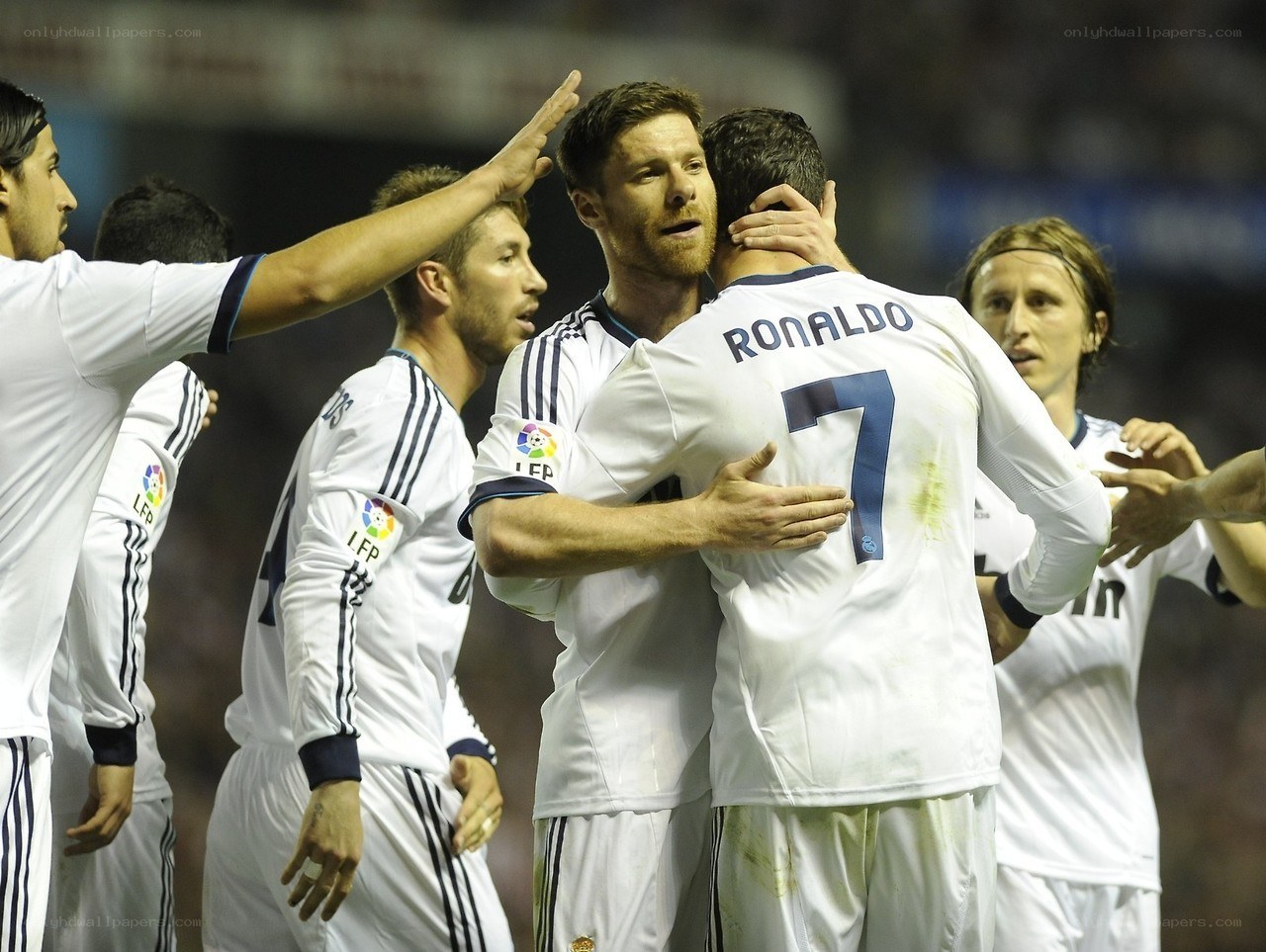 Real Madrid players celebrating