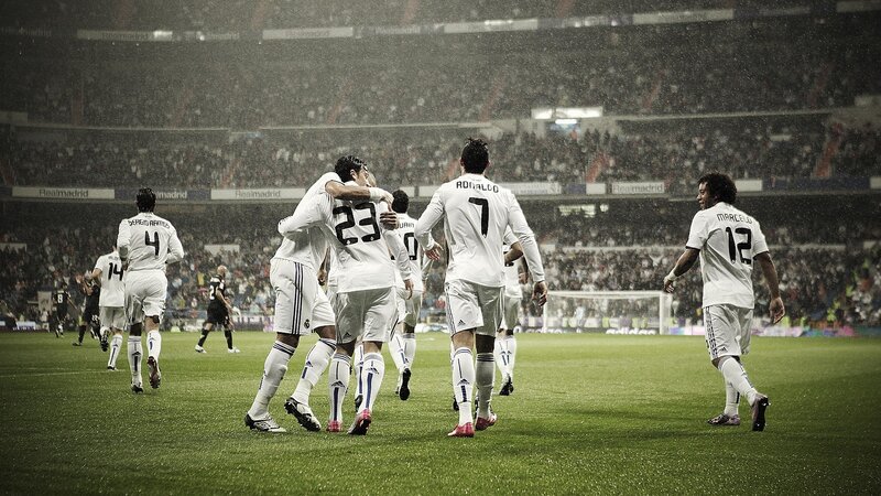 Real Madrid players celebrating