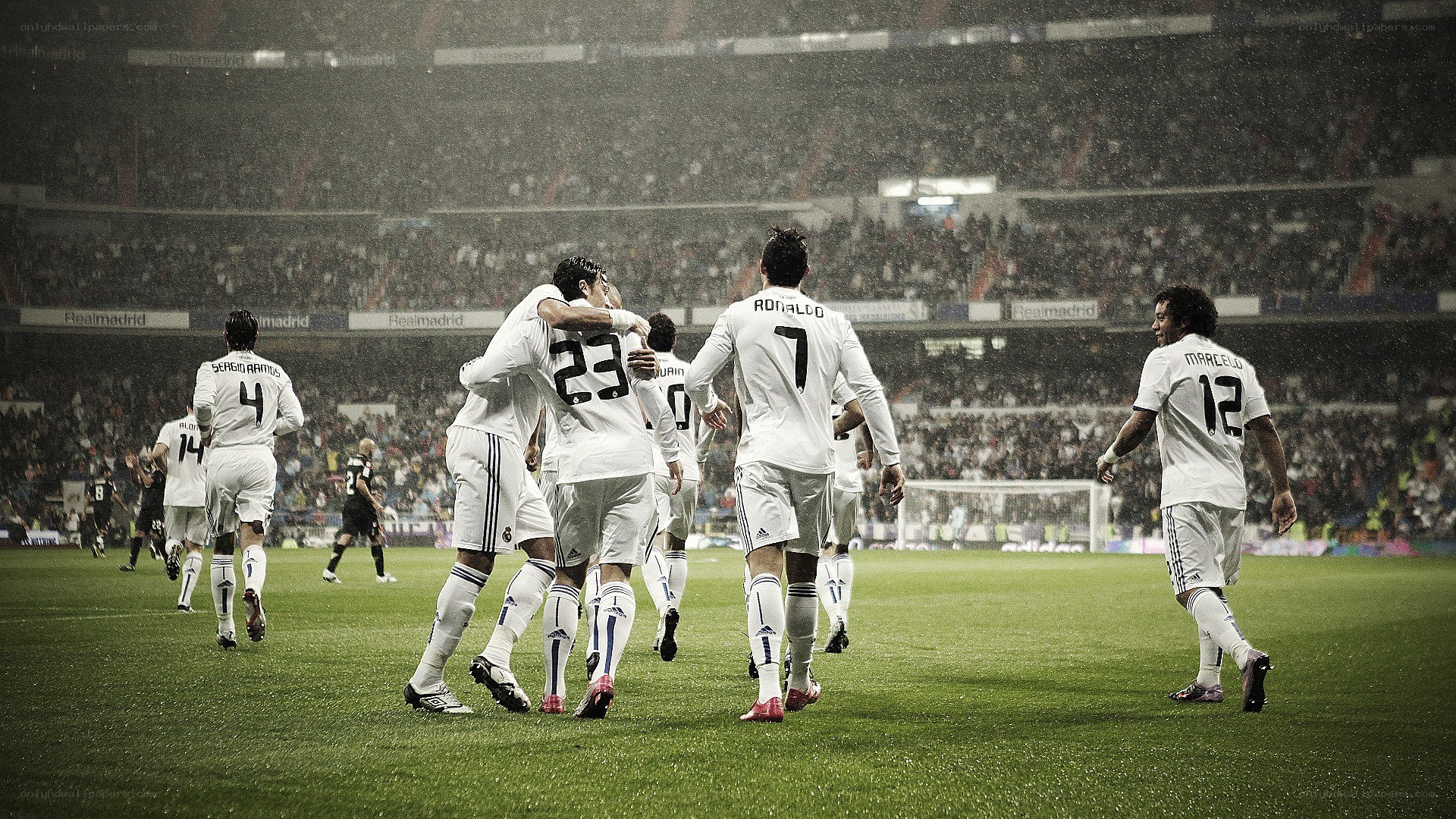 Real Madrid players celebrating