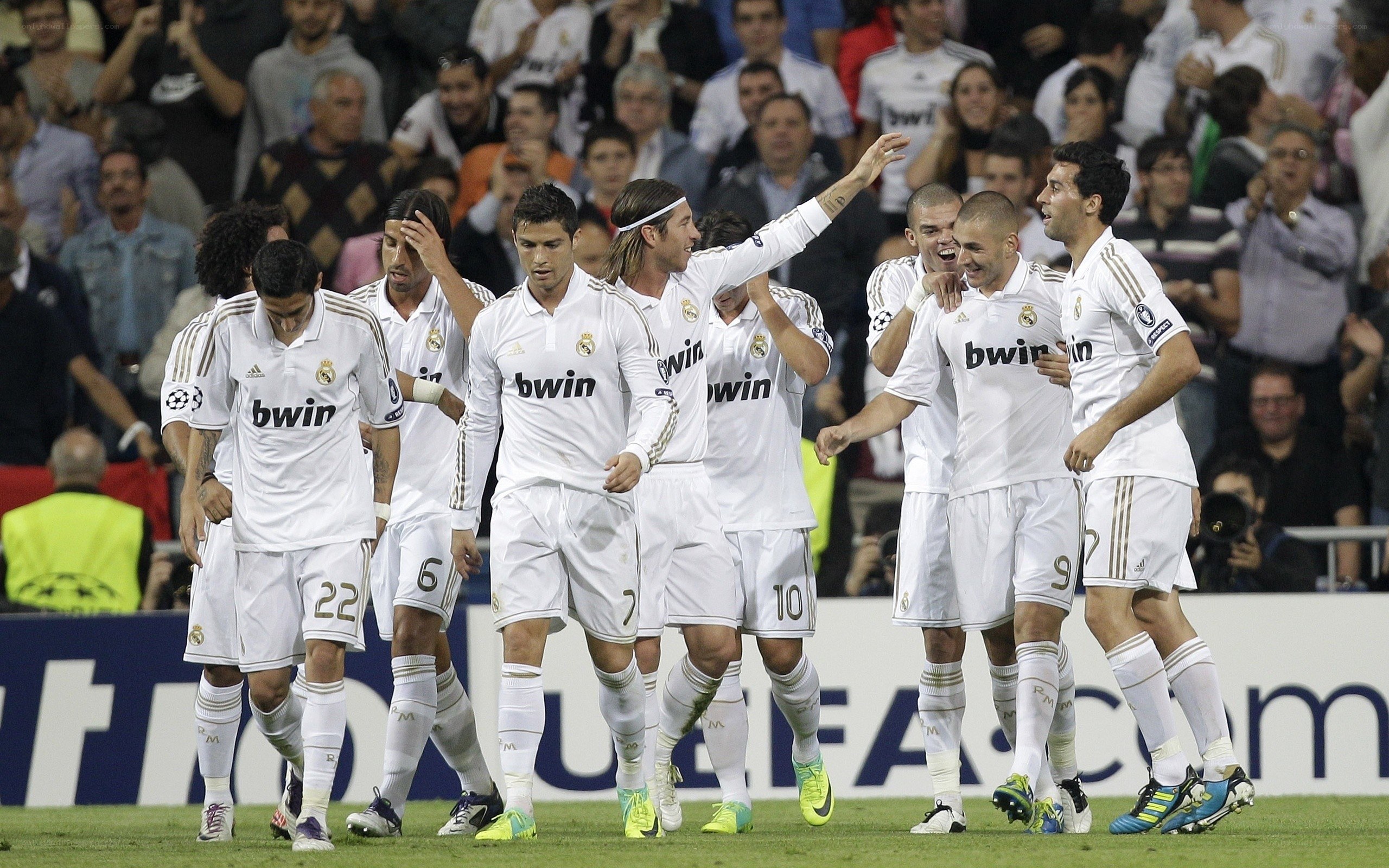 Real Madrid players celebrating