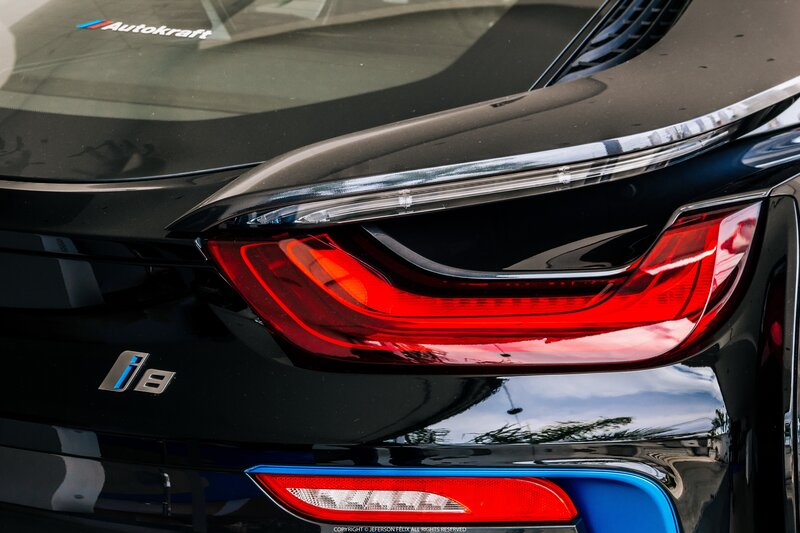 Rear of Black BMW I8