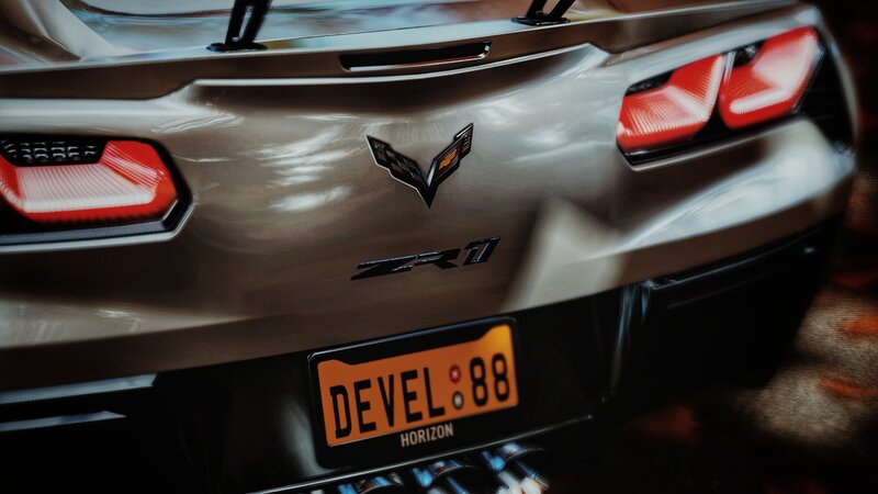 Rear of Silver Corvette