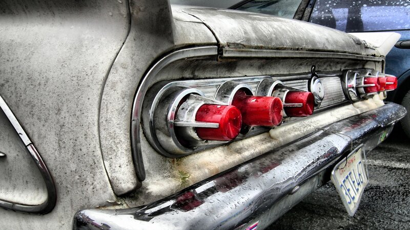 Rear of Vintage Car — Gray