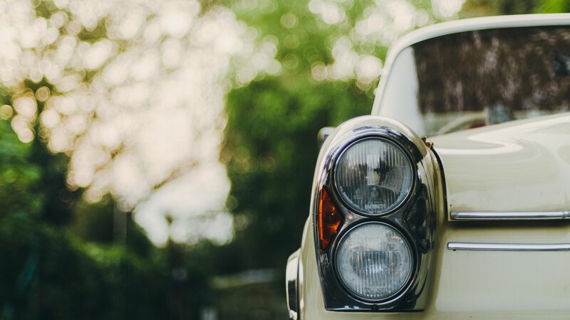Rear of Vintage Car — White