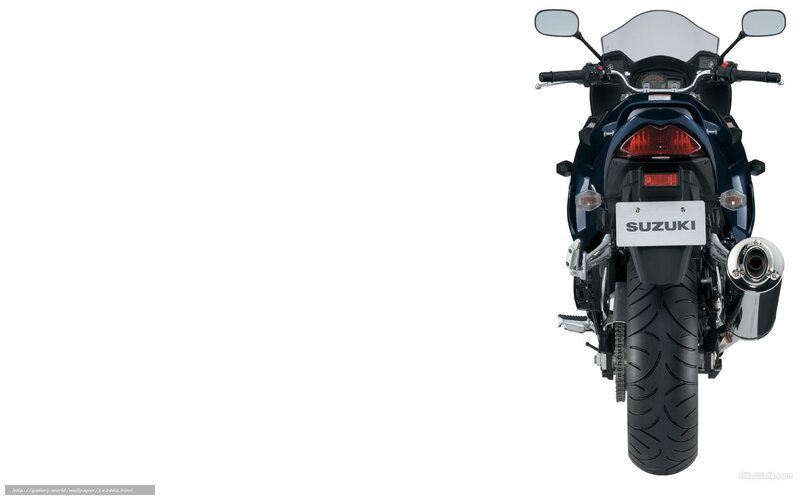 rear view of a blue Suzuki motorcycle