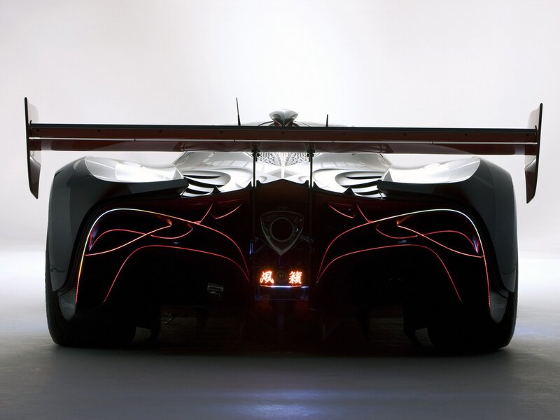 rear view of a futuristic race car