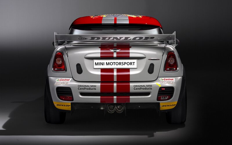 Rear view of a race car