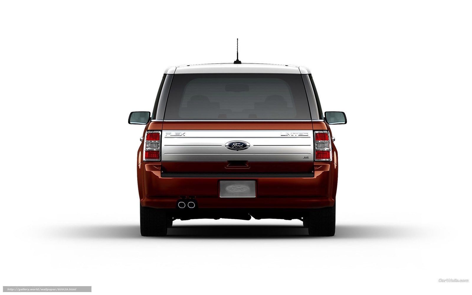 rear view of a red Ford Flex