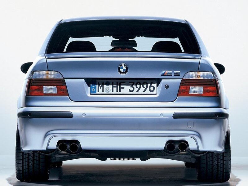 rear view of a silver BMW M5