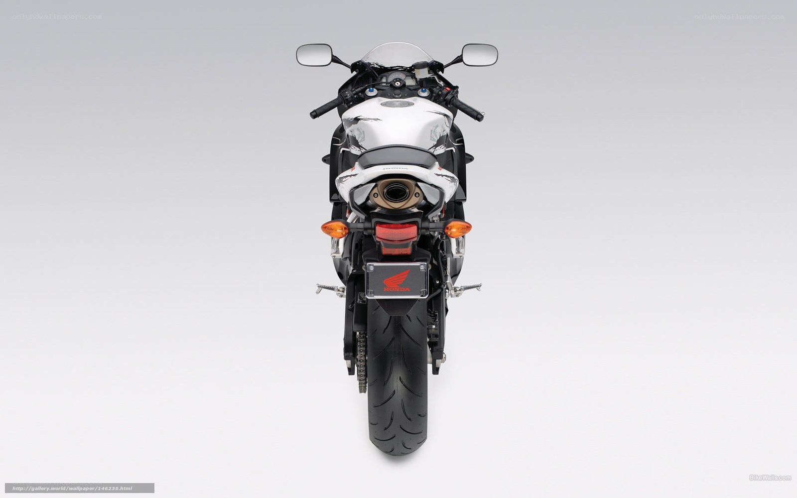 rear view of a white sport motorcycle