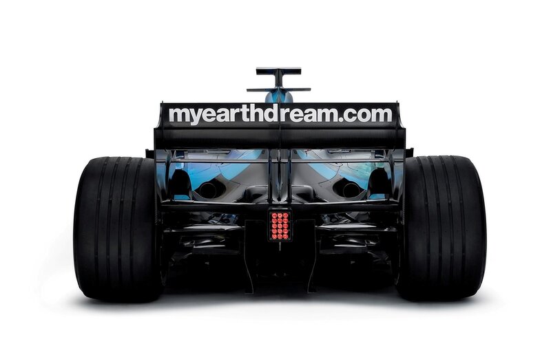 Rear View of Formula One Car — Black